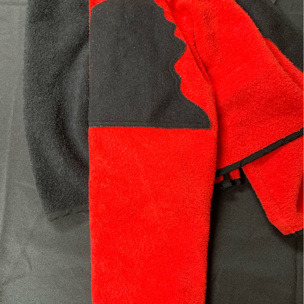 Allissa Wool-Fleece Womens Red Black Jacket Asymmetrical Size L Like New Art! - Picture 6 of 7